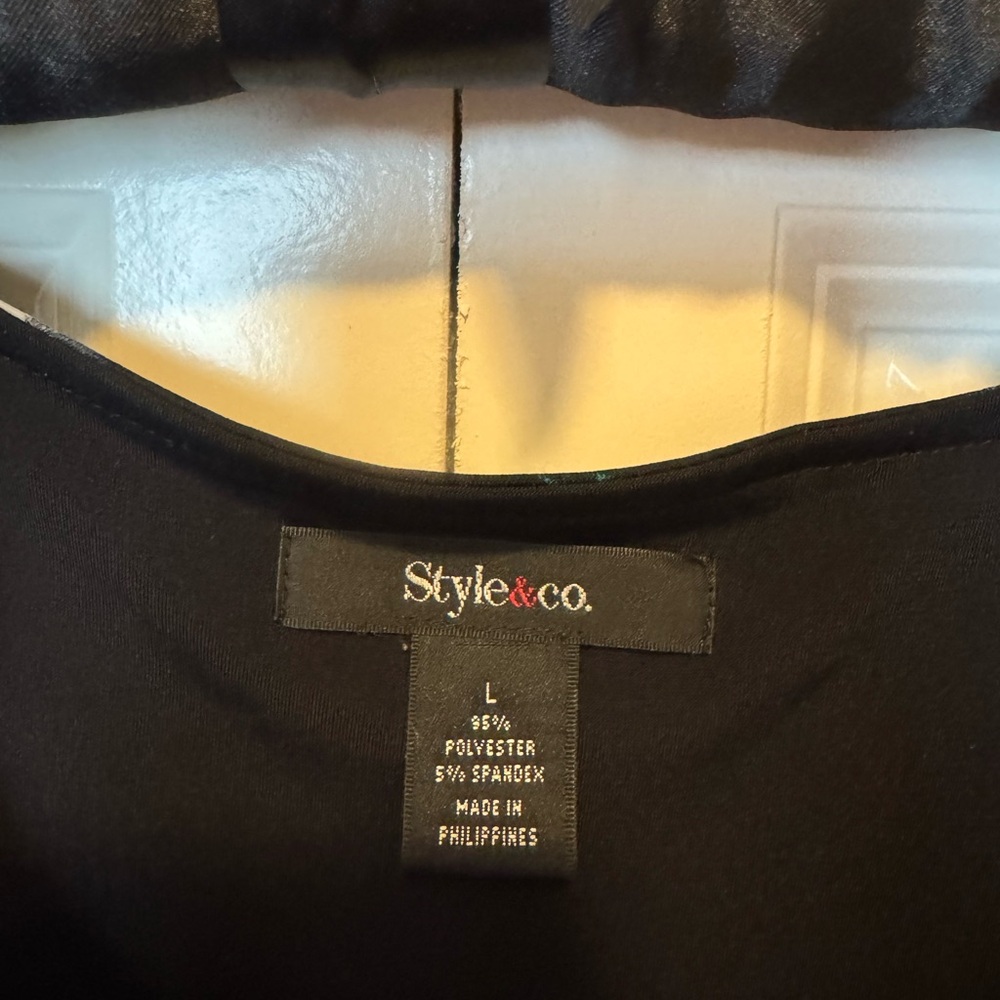 Flowy Tunic Top Womens Large Abstract Print Layered Chiffon Hem Casual Blouse - Picture 5 of 5